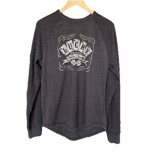 LUCKY BRAND Mens Raglan SHIRT Long Sleeve GRAY Cards Dice Size L Preppy American